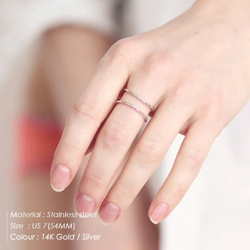 e-Manco Trendy Stainless Steel Rings for Women Vintage Geometric Pinky Ring Dainty Stackable Round Midi Rings Jewellery