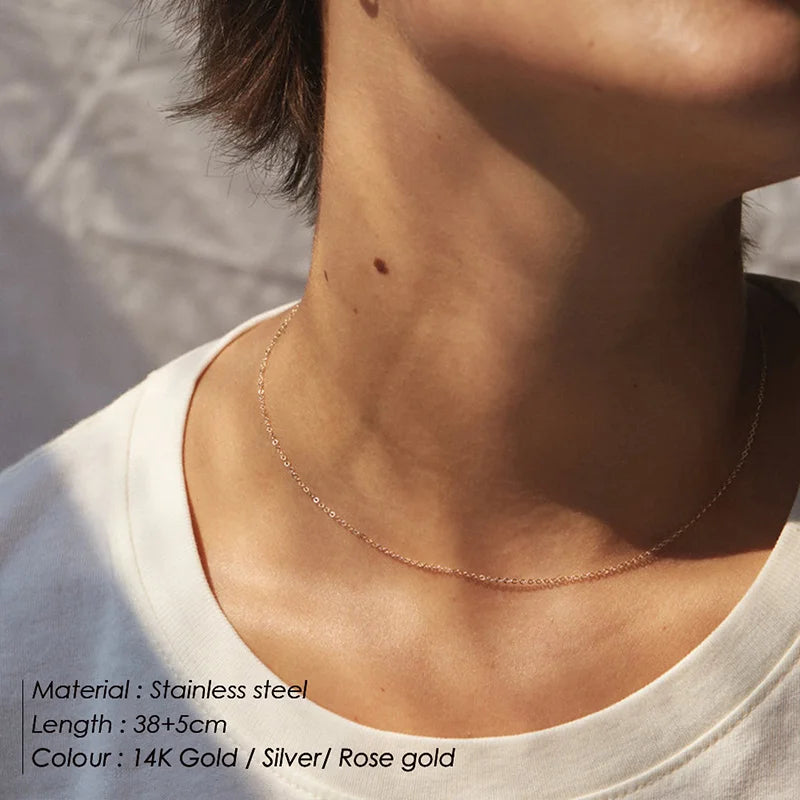 eManco Layered Chains Long Necklace Women Gold Color Link Chain Necklace Pendant Choker Necklace for Women Fashion Jewlery
