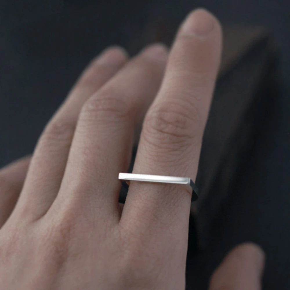 e-Manco Popular Hip Hop Stainless Steel Rings for Women Ladies Simple Geometric Punk Finger Rings