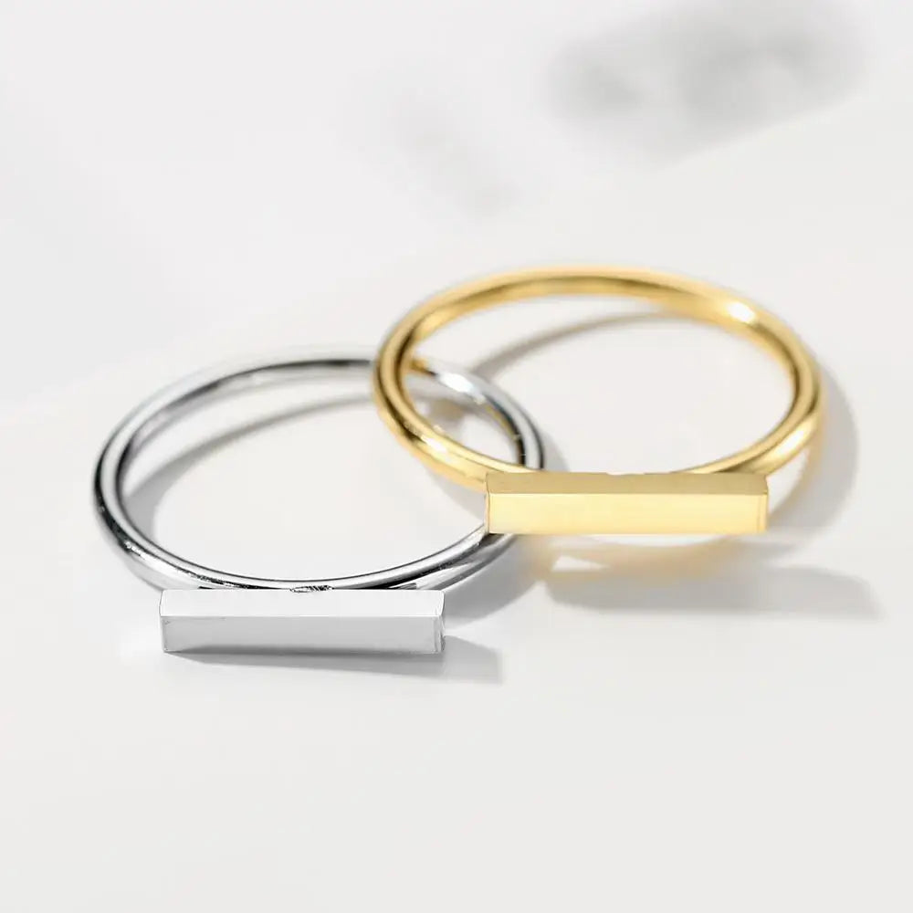 e-Manco Minimaliset Punk Stainless Steel Rings for Women Rose Gold Color Dainty Pinky Ring Stackable Midi Rings Jewellery