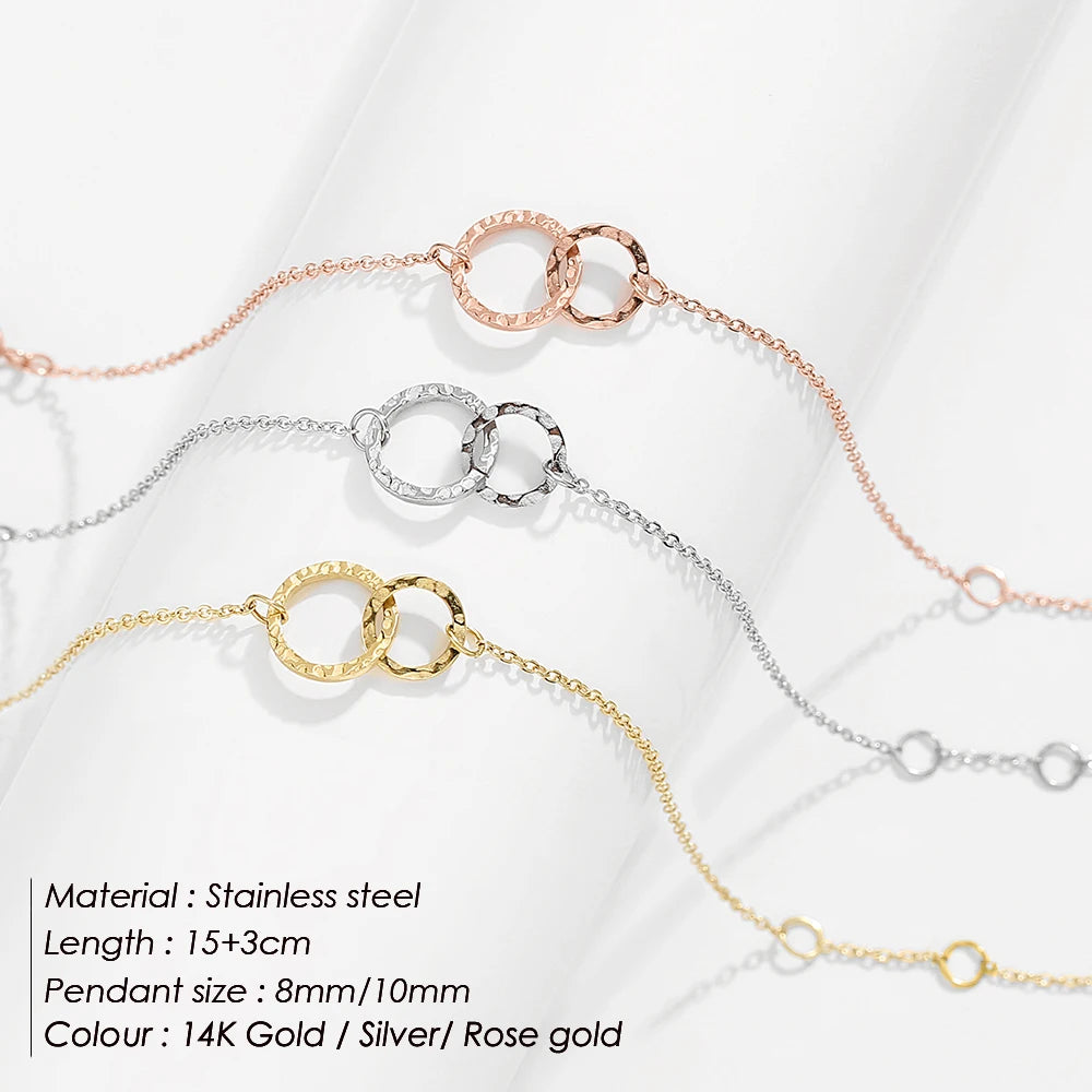 eManco Simple 316 Stainless Steel Circles Bracelet for Women Office Thin Bracelet Fashion Friendship Bracelets Jewellery