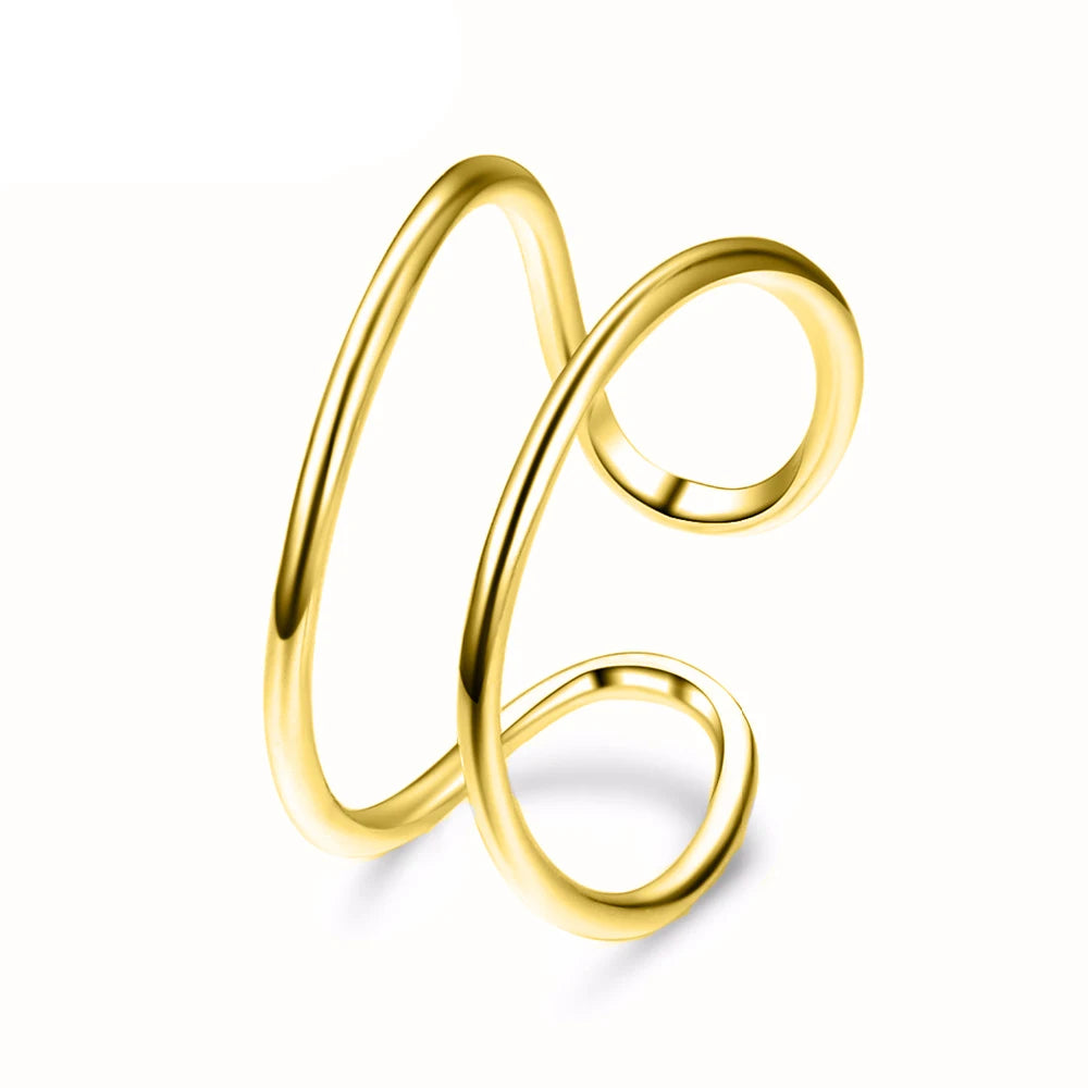 e-Manco Trendy Stainless Steel Rings for Women Vintage Geometric Pinky Ring Dainty Stackable Round Midi Rings Jewellery