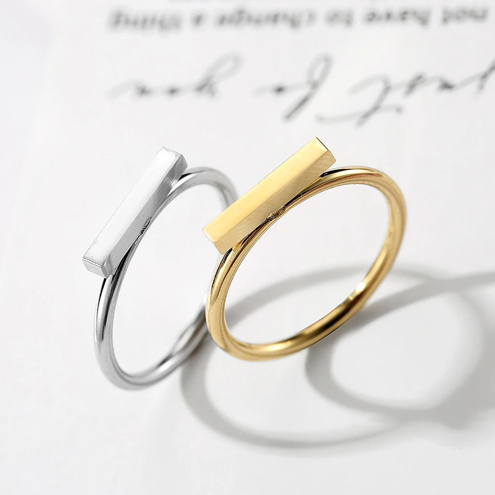 e-Manco Minimaliset Punk Stainless Steel Rings for Women Rose Gold Color Dainty Pinky Ring Stackable Midi Rings Jewellery