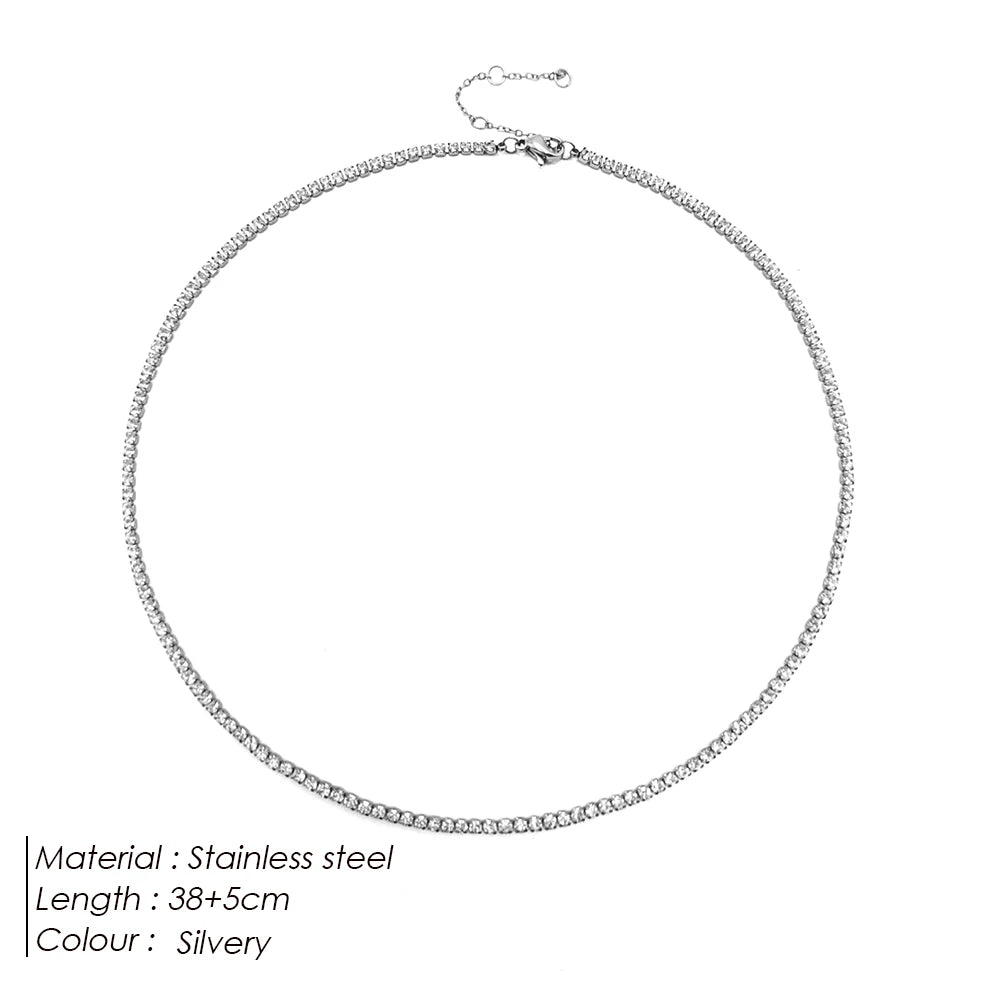 eManco Fashion Crystal High Quality Stainless Steel Gold Plated Necklace Ladies Charming Accessories Gifts Wholesale