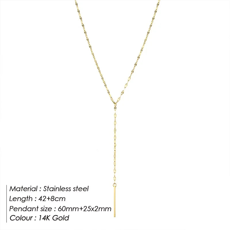 eManco Luxury Pendant Choker Necklace for Women Minimalist Bamboo Chain Necklace Women Stainless Steel Necklace Jewelry