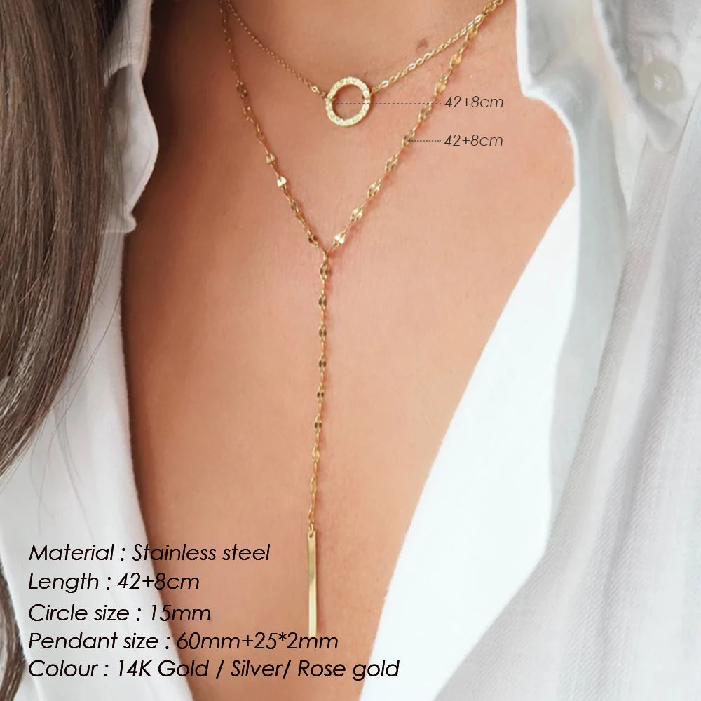 e-Manco Trendy Multi Layered Stainless Steel Necklace Women Dainty Imitation Pearls Choker Necklace for Women