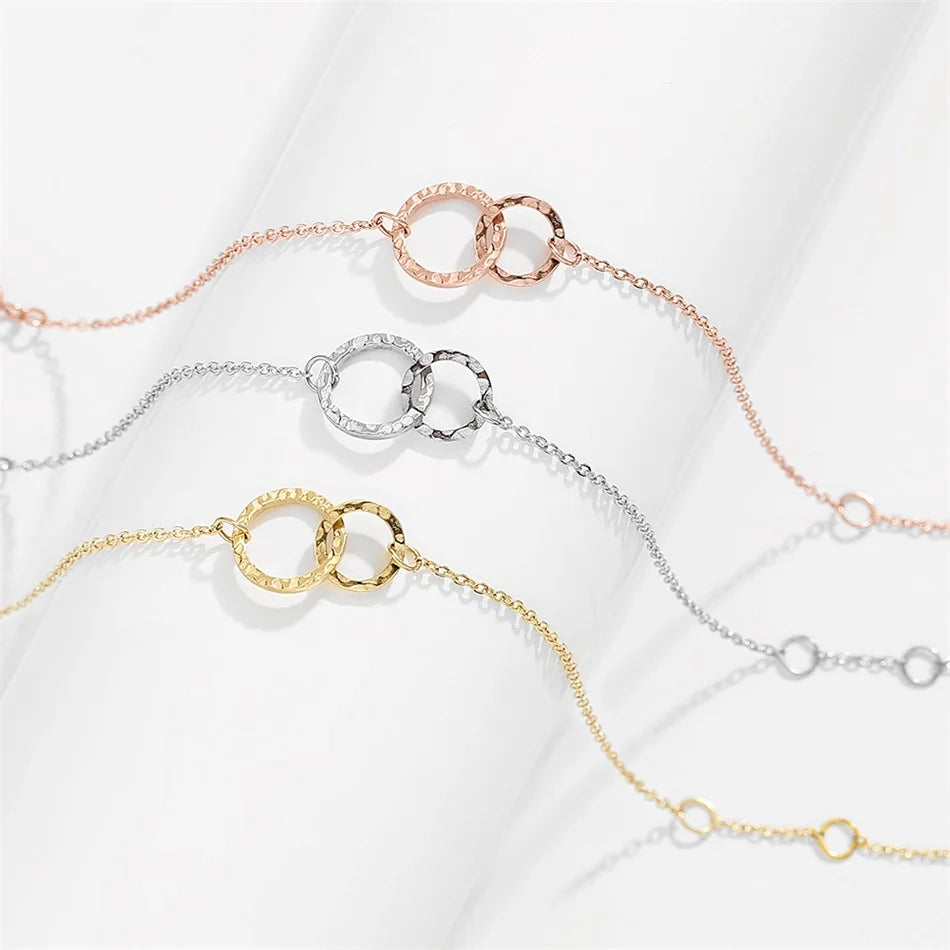 eManco Simple 316 Stainless Steel Circles Bracelet for Women Office Thin Bracelet Fashion Friendship Bracelets Jewellery