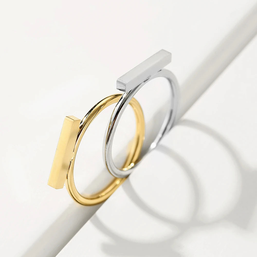 e-Manco Minimaliset Punk Stainless Steel Rings for Women Rose Gold Color Dainty Pinky Ring Stackable Midi Rings Jewellery