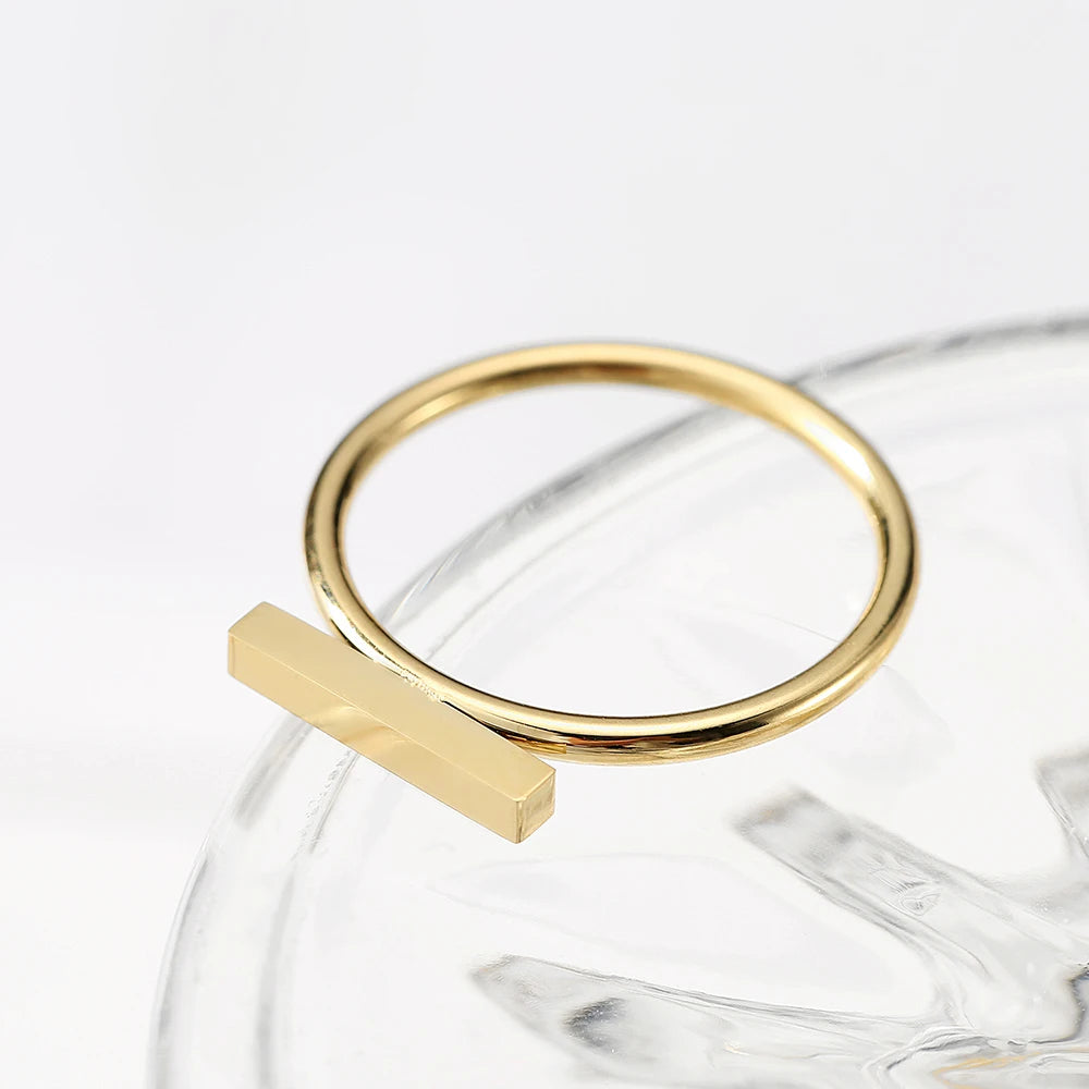 e-Manco Minimaliset Punk Stainless Steel Rings for Women Rose Gold Color Dainty Pinky Ring Stackable Midi Rings Jewellery