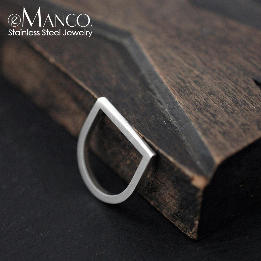 e-Manco Popular Hip Hop Stainless Steel Rings for Women Ladies Simple Geometric Punk Finger Rings