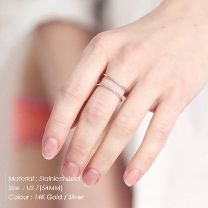 e-Manco Trendy Stainless Steel Rings for Women Vintage Geometric Pinky Ring Dainty Stackable Round Midi Rings Jewellery