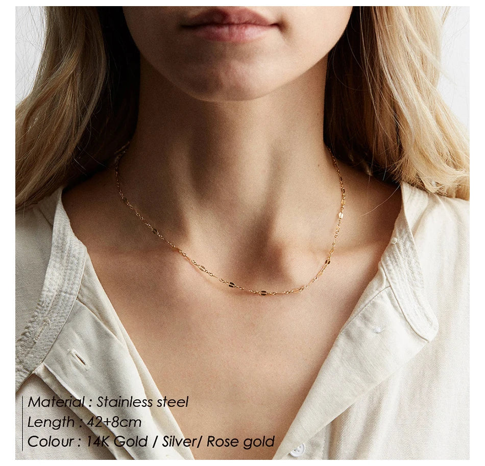 eManco Layered Chains Long Necklace Women Gold Color Link Chain Necklace Pendant Choker Necklace for Women Fashion Jewlery
