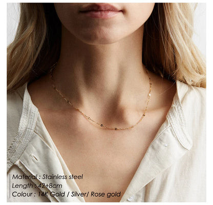 eManco Layered Chains Long Necklace Women Gold Color Link Chain Necklace Pendant Choker Necklace for Women Fashion Jewlery
