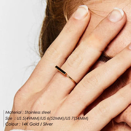 e-Manco Minimaliset Punk Stainless Steel Rings for Women Rose Gold Color Dainty Pinky Ring Stackable Midi Rings Jewellery
