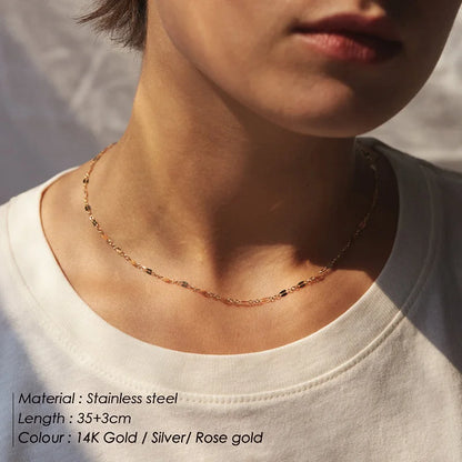 eManco Layered Chains Long Necklace Women Gold Color Link Chain Necklace Pendant Choker Necklace for Women Fashion Jewlery