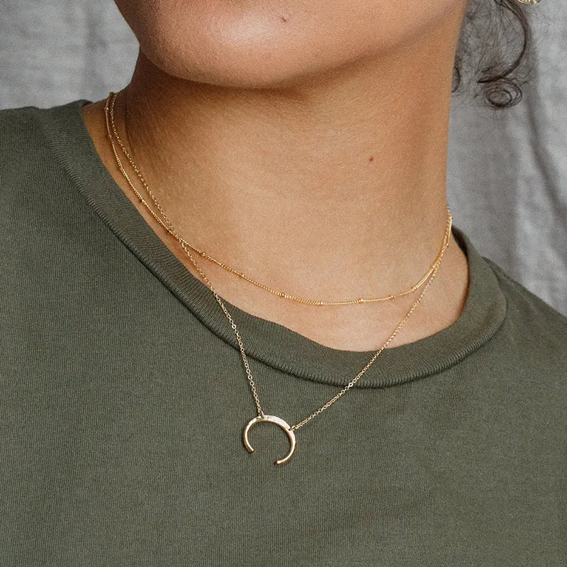 eManco Layered Chains Long Necklace Women Gold Color Link Chain Necklace Pendant Choker Necklace for Women Fashion Jewlery