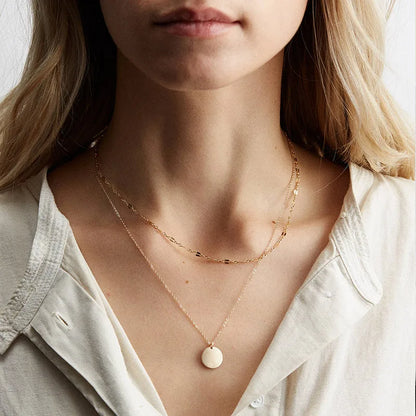 eManco Layered Chains Long Necklace Women Gold Color Link Chain Necklace Pendant Choker Necklace for Women Fashion Jewlery