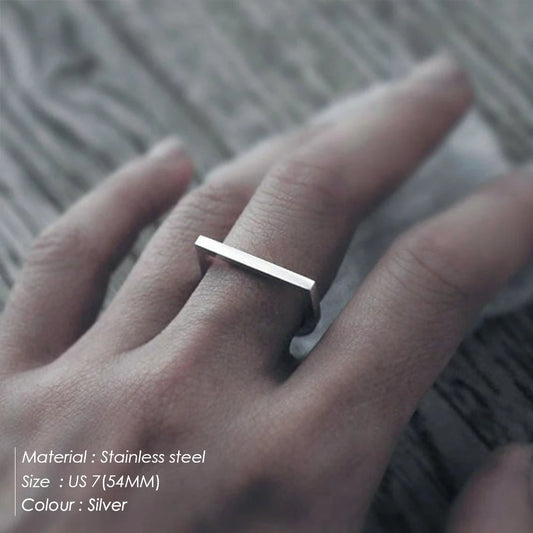 e-Manco Popular Hip Hop Stainless Steel Rings for Women Ladies Simple Geometric Punk Finger Rings
