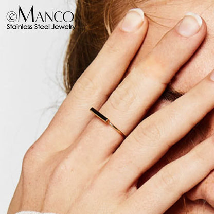 e-Manco Minimaliset Punk Stainless Steel Rings for Women Rose Gold Color Dainty Pinky Ring Stackable Midi Rings Jewellery