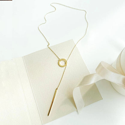 Minimalist Round Stick Pendant Necklace for Women Pearl Clavicle Necklace Leaves Long Chain Fashion Jewelry Statement Girl Gift
