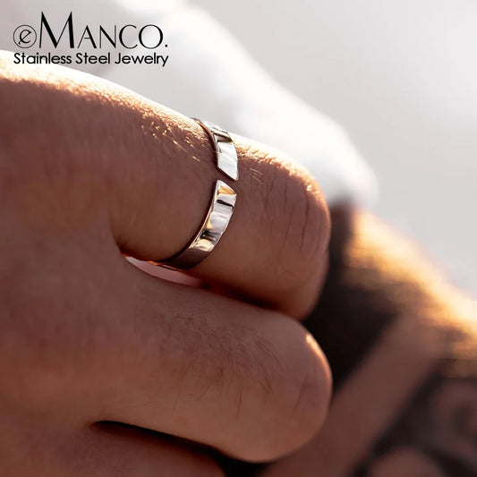 eManco European And American Punk Trend Minimal Unisize Ring Stainless Steel Platinum Fashion Accessories Wholesale Direct Sales