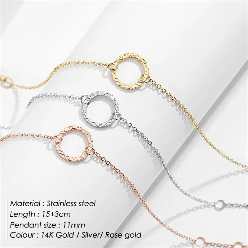 eManco Simple 316 Stainless Steel Circles Bracelet for Women Office Thin Bracelet Fashion Friendship Bracelets Jewellery