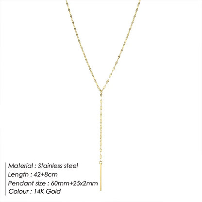 eManco Luxury Pendant Choker Necklace for Women Minimalist Bamboo Chain Necklace Women Stainless Steel Necklace Jewelry