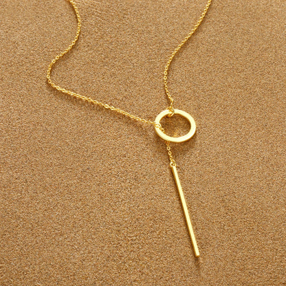 Minimalist Round Stick Pendant Necklace for Women Pearl Clavicle Necklace Leaves Long Chain Fashion Jewelry Statement Girl Gift