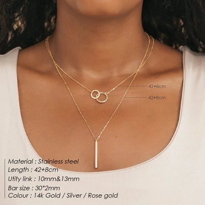 e-Manco Trendy Multi Layered Stainless Steel Necklace Women Dainty Imitation Pearls Choker Necklace for Women