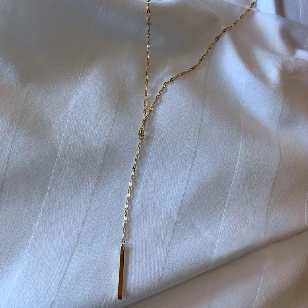 eManco Luxury Pendant Choker Necklace for Women Minimalist Bamboo Chain Necklace Women Stainless Steel Necklace Jewelry