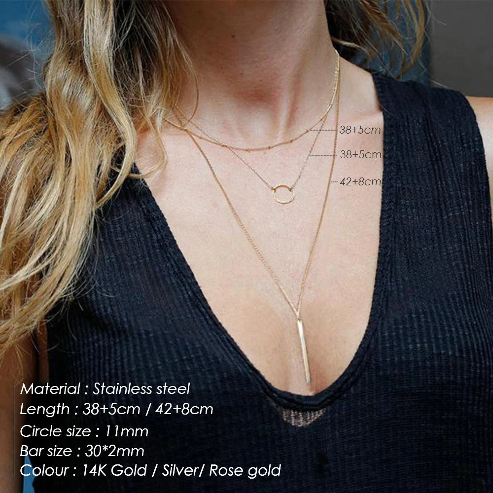 e-Manco Trendy Multi Layered Stainless Steel Necklace Women Dainty Imitation Pearls Choker Necklace for Women