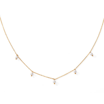 eManco Stainless Steel Tassel Imitated Pearl Choker Necklaces For Woman Girls New Fashion Handmade Short Chain Jewelry