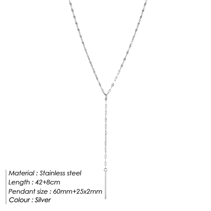 eManco Luxury Pendant Choker Necklace for Women Minimalist Bamboo Chain Necklace Women Stainless Steel Necklace Jewelry