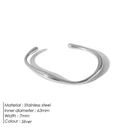 eManco  Classic 14k Gold Plated Stainless Steel Irregular Bangles titanium steel Trendy Fashion Wrist Jewelry Women