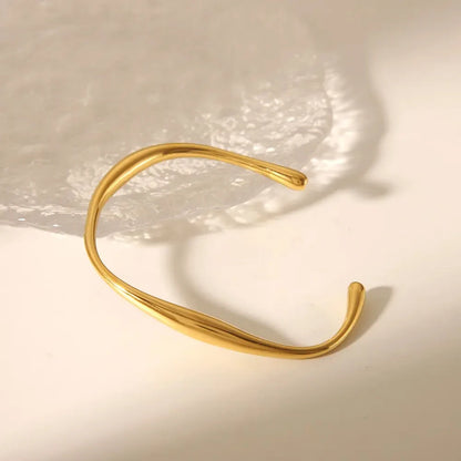 eManco  Classic 14k Gold Plated Stainless Steel Irregular Bangles titanium steel Trendy Fashion Wrist Jewelry Women
