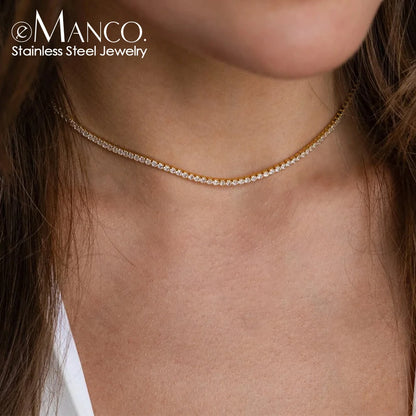 eManco Fashion Crystal High Quality Stainless Steel Gold Plated Necklace Ladies Charming Accessories Gifts Wholesale