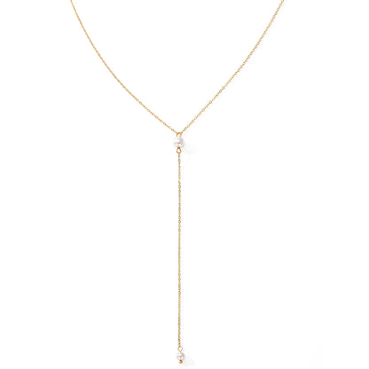 eManco Fashion Gold Color Chain Jewelry Necklace For Women Imitation Pearl Beads Pendant Wedding Gifts Stainless Steel Jewelry