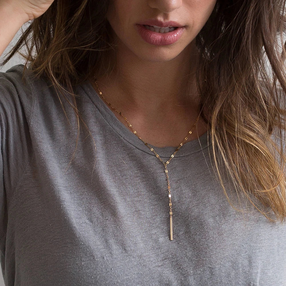 eManco Luxury Pendant Choker Necklace for Women Minimalist Bamboo Chain Necklace Women Stainless Steel Necklace Jewelry