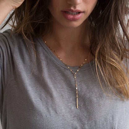 eManco Luxury Pendant Choker Necklace for Women Minimalist Bamboo Chain Necklace Women Stainless Steel Necklace Jewelry