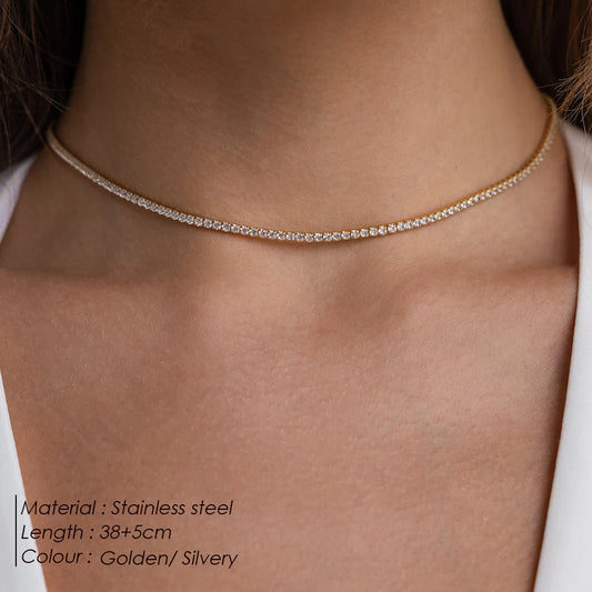 eManco Fashion Crystal High Quality Stainless Steel Gold Plated Necklace Ladies Charming Accessories Gifts Wholesale