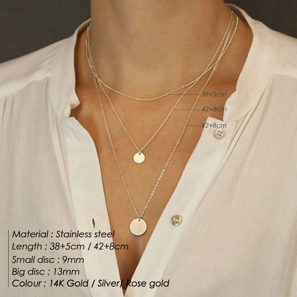 eManco Layered Chains Long Necklace Women Gold Color Link Chain Necklace Pendant Choker Necklace for Women Fashion Jewlery