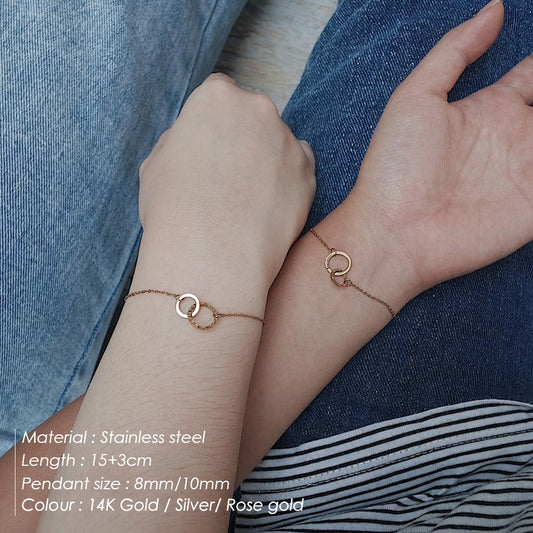 eManco Simple 316 Stainless Steel Circles Bracelet for Women Office Thin Bracelet Fashion Friendship Bracelets Jewellery