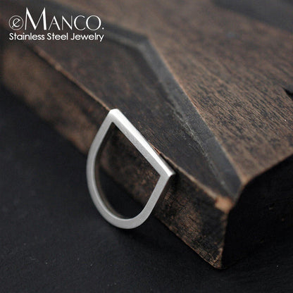 e-Manco Popular Hip Hop Stainless Steel Rings for Women Ladies Simple Geometric Punk Finger Rings
