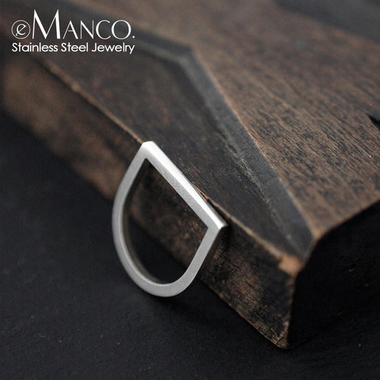 e-Manco Popular Hip Hop Stainless Steel Rings for Women Ladies Simple Geometric Punk Finger Rings