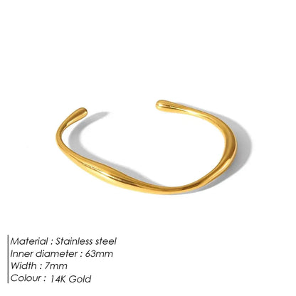 eManco  Classic 14k Gold Plated Stainless Steel Irregular Bangles titanium steel Trendy Fashion Wrist Jewelry Women