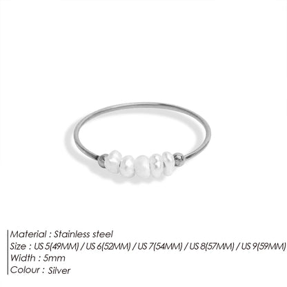 eManco Fashion Freshwater Pearls High Quality Stainless Steel Gold-Plated Round Rings Holiday Jewelry Gifts Wholesale
