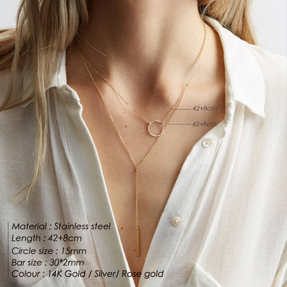e-Manco Trendy Multi Layered Stainless Steel Necklace Women Dainty Imitation Pearls Choker Necklace for Women