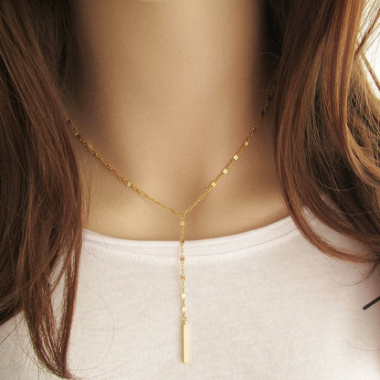 eManco Luxury Pendant Choker Necklace for Women Minimalist Bamboo Chain Necklace Women Stainless Steel Necklace Jewelry